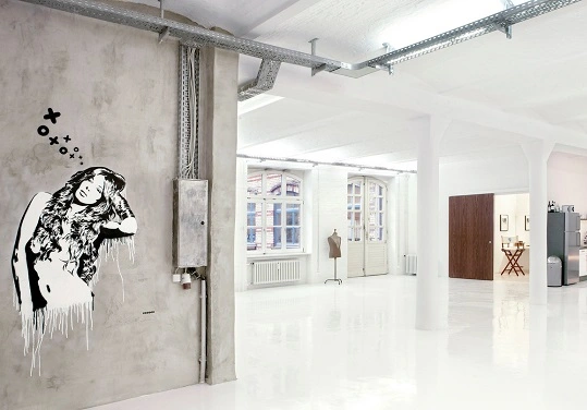 Event Location in Berlin, Spielfeld Studio 1 Innen mit Graffitti